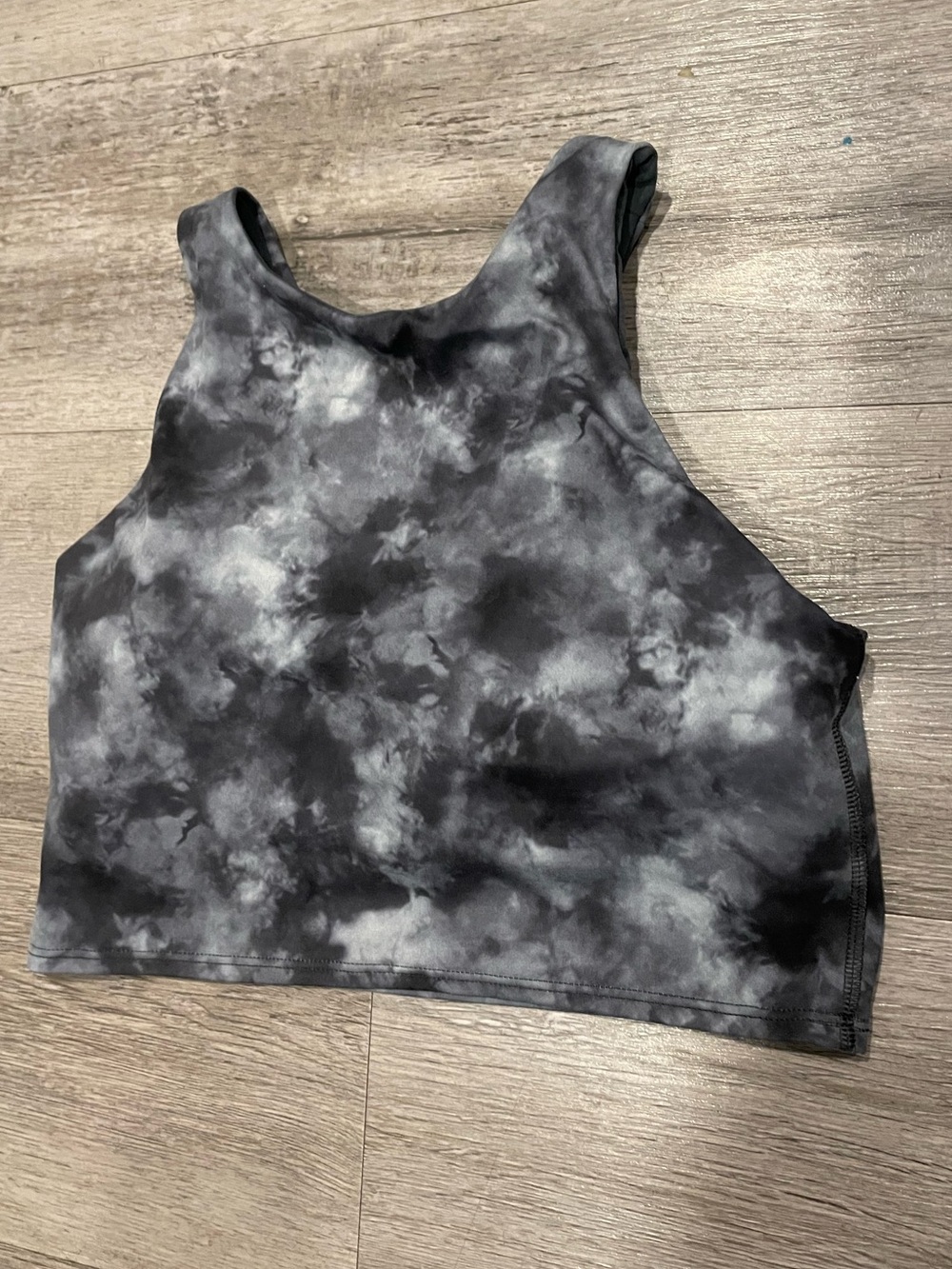 Athleta Black & Gray Tie-Dye Cropped Tank